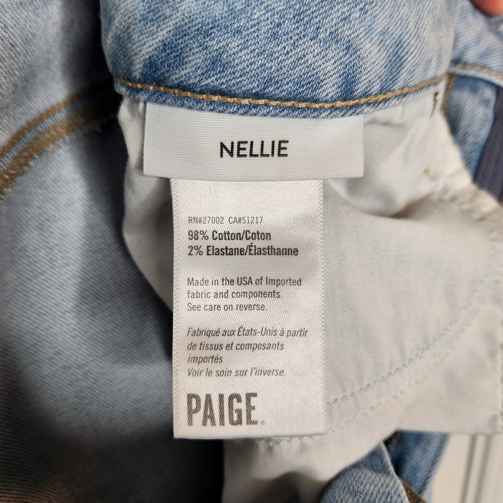 PAIGE Nellie Light Wash Jeans Natural Raw Hem Crop Wide Leg Size 31 - Picture 10 of 12